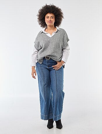 Camisola sem mangas em malha torcida de ponto grosso