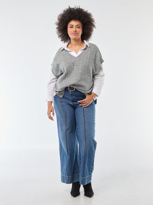 Camisola sem mangas em malha torcida de ponto grosso - Kiabi