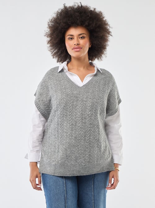 Camisola sem mangas em malha torcida de ponto grosso - Kiabi