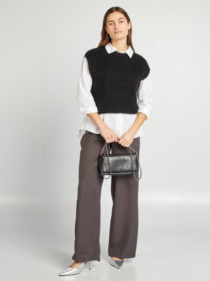 Camisola sem mangas em mohair e lã misturada Preto - Kiabi