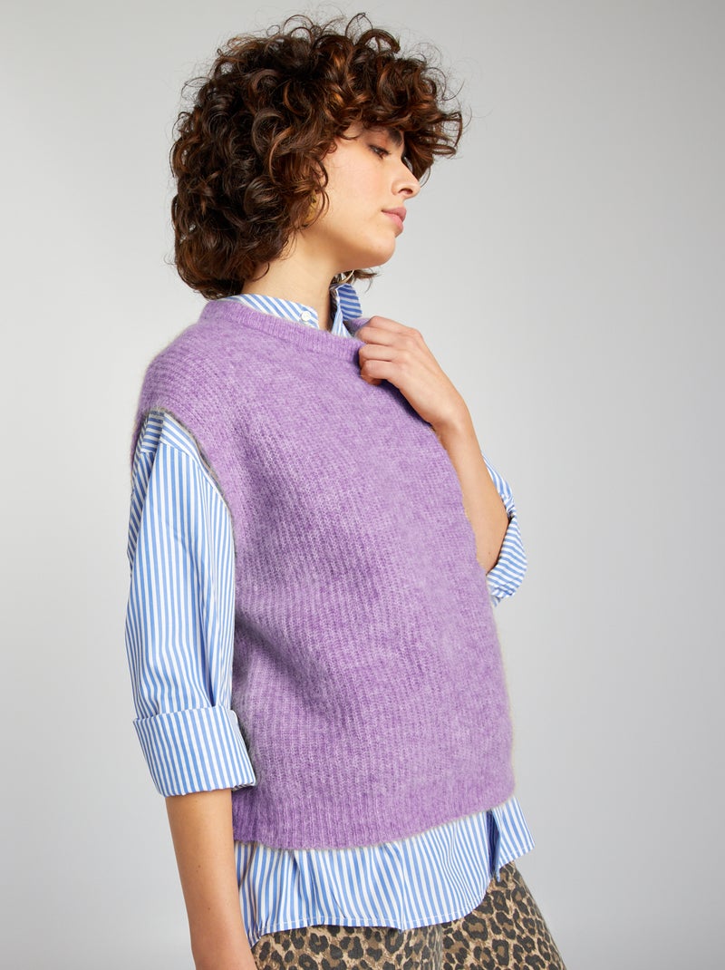 Camisola sem mangas em mohair e lã misturada VIOLETA - Kiabi