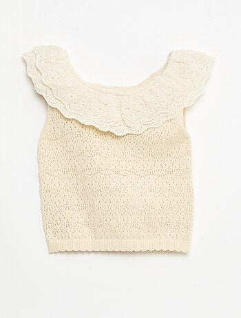 Camisola sem mangas em tricô