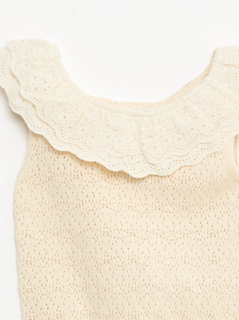Camisola sem mangas em tricô Cru - Kiabi