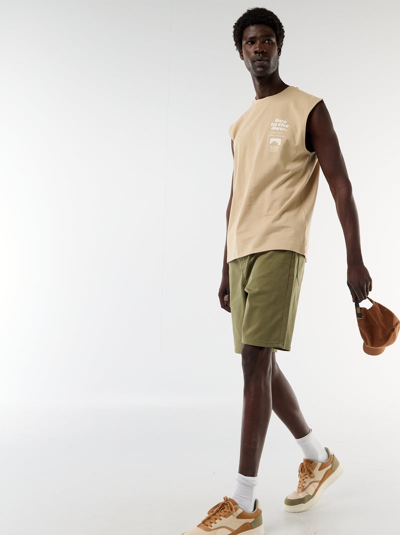 Camisola sem mangas estampada frente e verso Bege - Kiabi