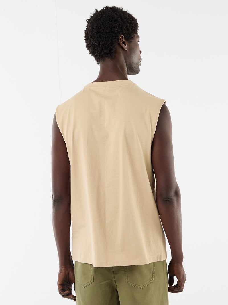 Camisola sem mangas estampada frente e verso Bege - Kiabi