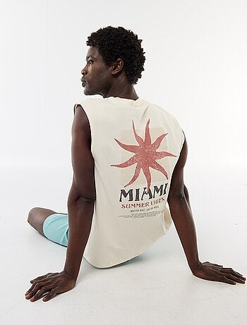Camisola sem mangas estampada frente e verso