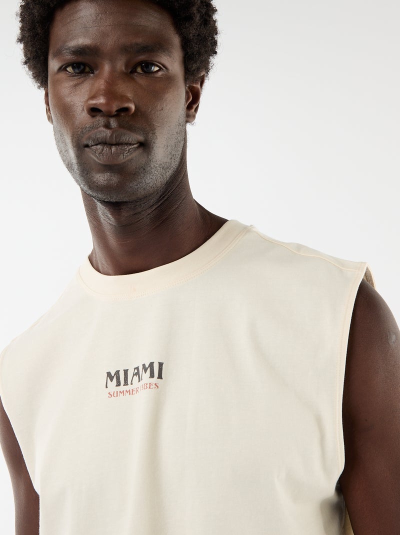 Camisola sem mangas estampada frente e verso Branco - Kiabi