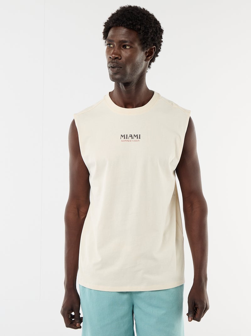 Camisola sem mangas estampada frente e verso Branco - Kiabi