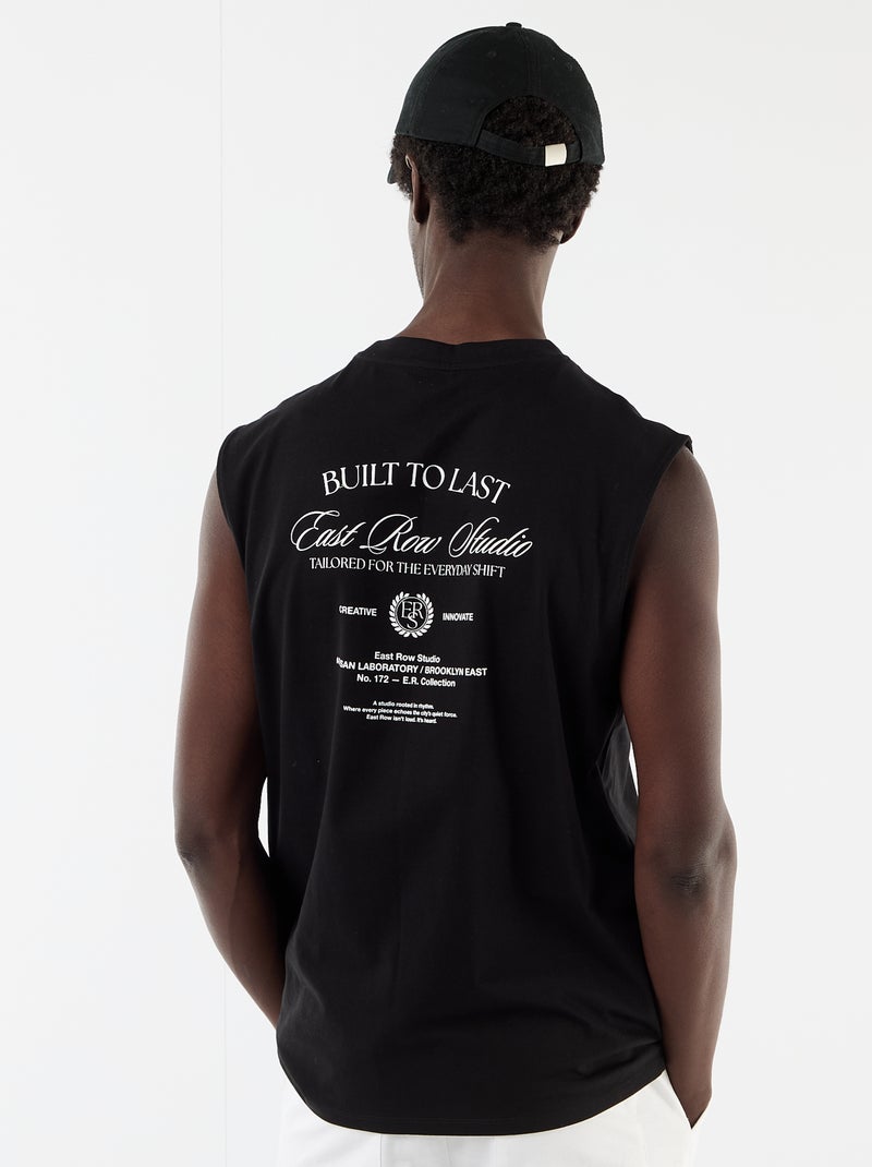 Camisola sem mangas estampada frente e verso Preto - Kiabi