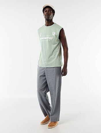 Camisola sem mangas estampada frente e verso