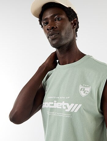 Camisola sem mangas estampada frente e verso