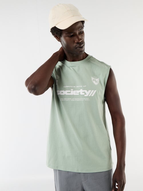 Camisola sem mangas estampada frente e verso - Kiabi