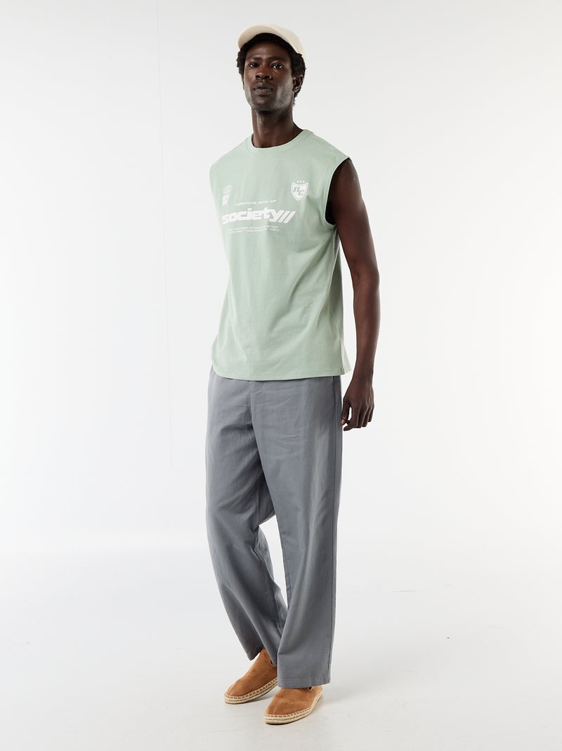 Camisola sem mangas estampada frente e verso Verde - Kiabi