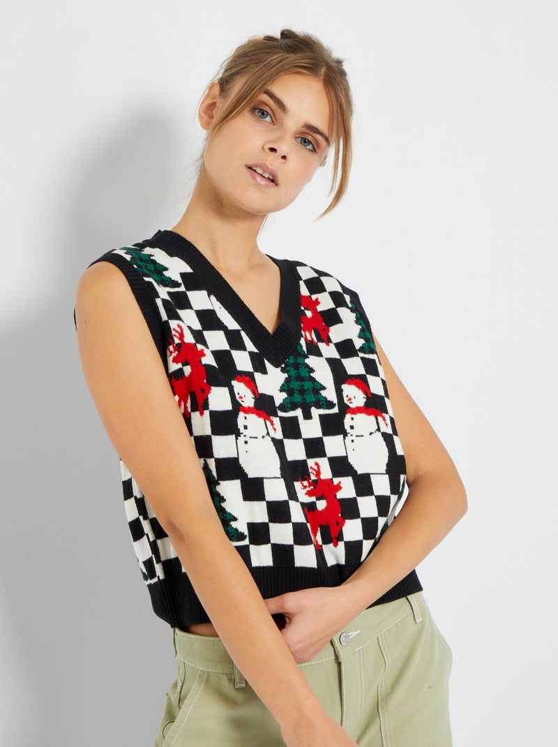Camisola sem mangas estilo Natal PRETO - Kiabi