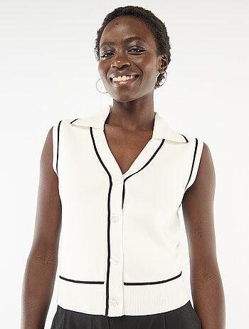 Camisola sem mangas gola polo