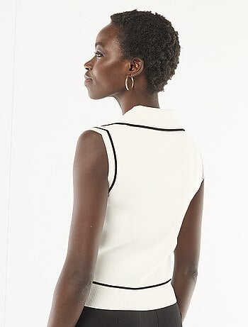 Camisola sem mangas gola polo