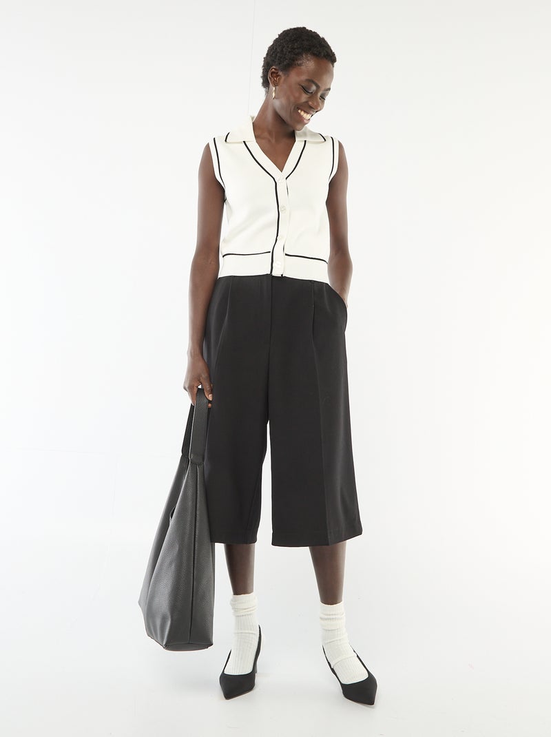 Camisola sem mangas gola polo Branco - Kiabi