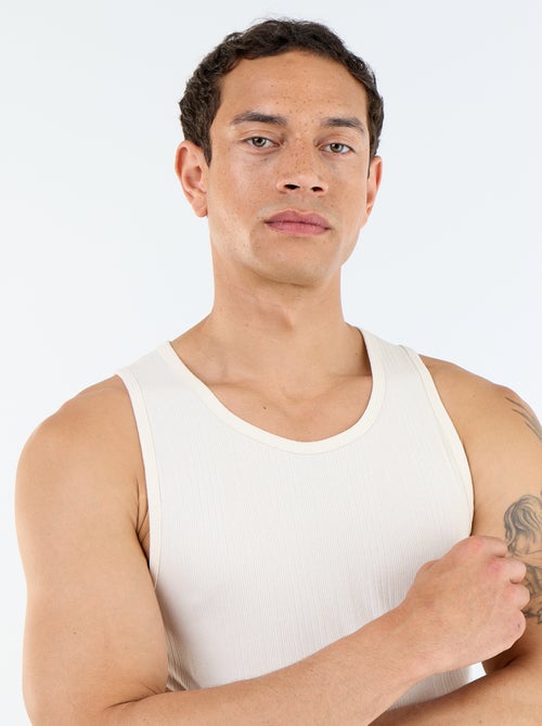 Camisola sem mangas lisa e canelada - Kiabi