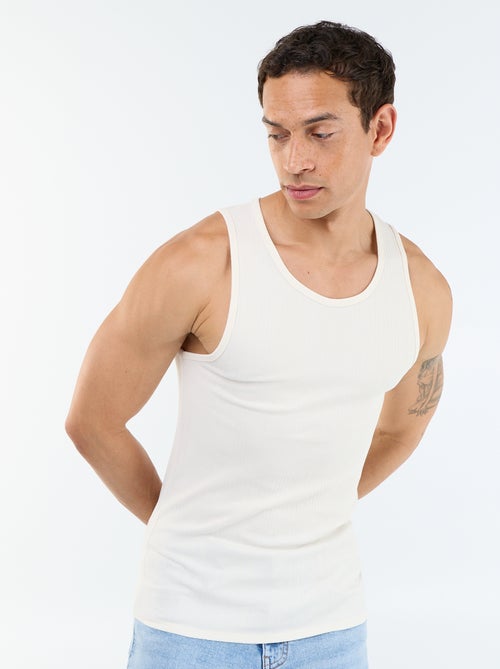 Camisola sem mangas lisa e canelada - Kiabi