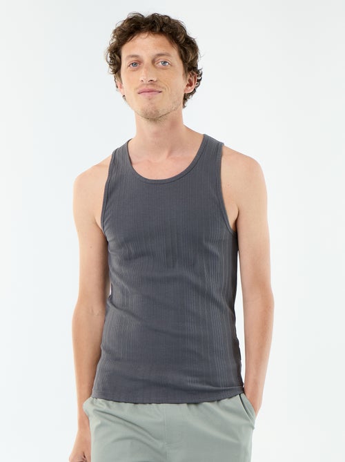 Camisola sem mangas lisa e canelada - Kiabi