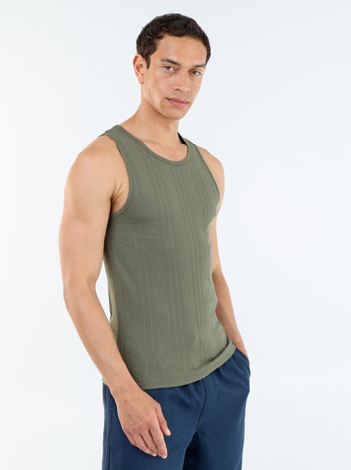 Camisola sem mangas lisa e canelada - Kiabi