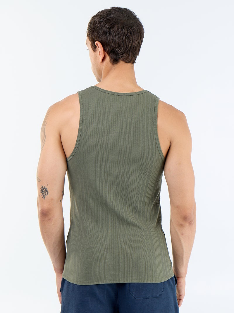 Camisola sem mangas lisa e canelada Verde - Kiabi