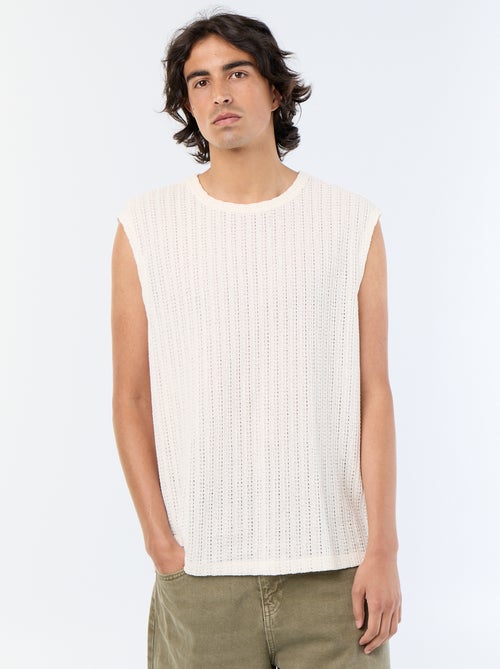 Camisola sem mangas lisa em malha perfurada - Kiabi