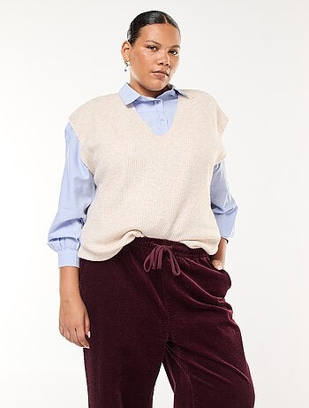 Camisola sem mangas lisa em malha tricot