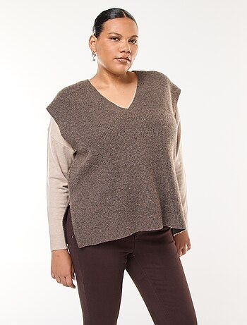 Camisola sem mangas lisa em malha tricot