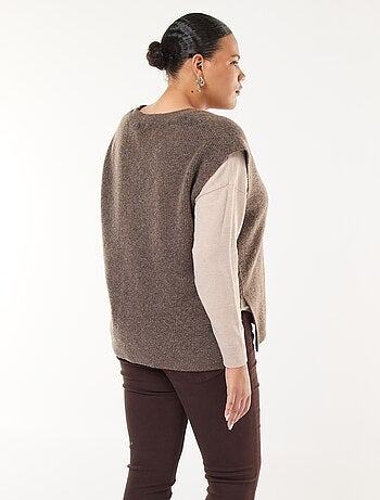 Camisola sem mangas lisa em malha tricot