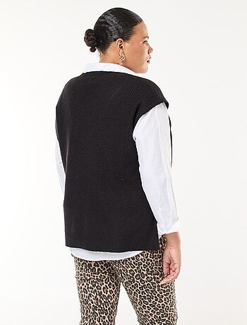 Camisola sem mangas lisa em malha tricot