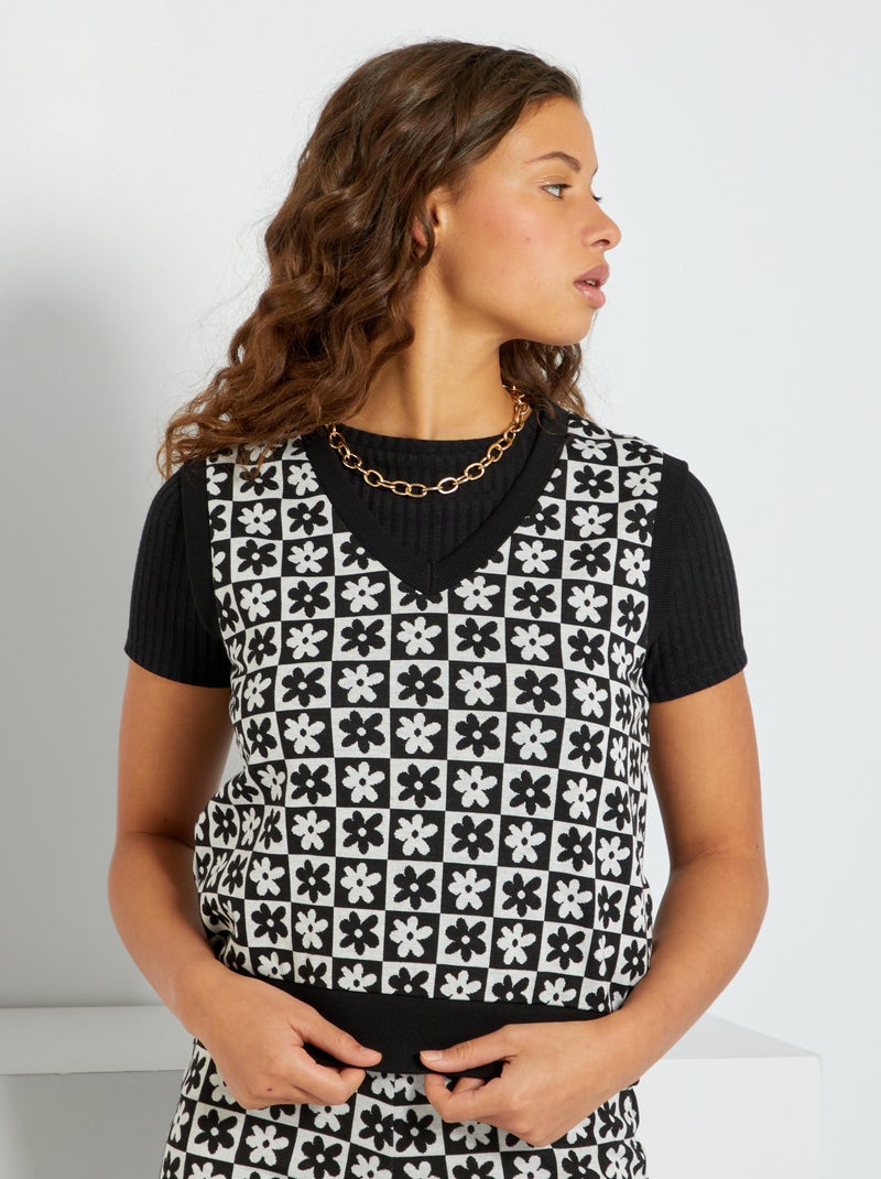 Camisola sem mangas Preto/ Branco - Kiabi