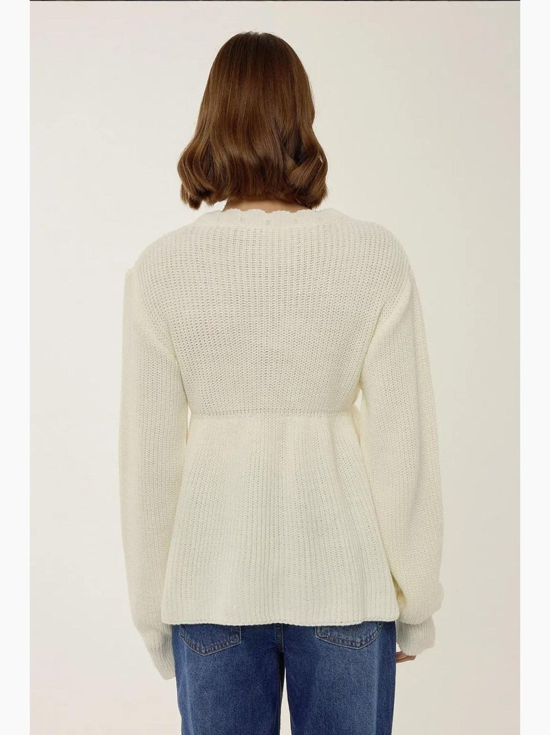 Camisola sliced com decote em v e detalhe com atilho hiccup Bege natural - Kiabi