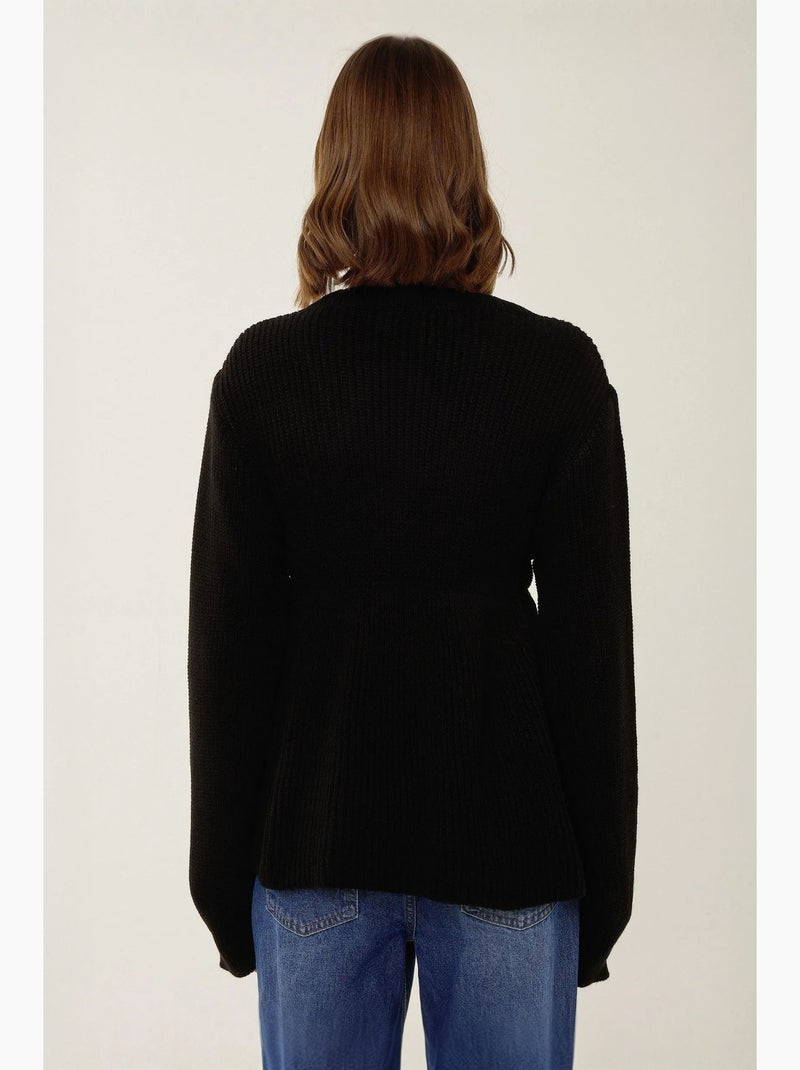 Camisola sliced com decote em v e detalhe com atilho hiccup Preto - Kiabi