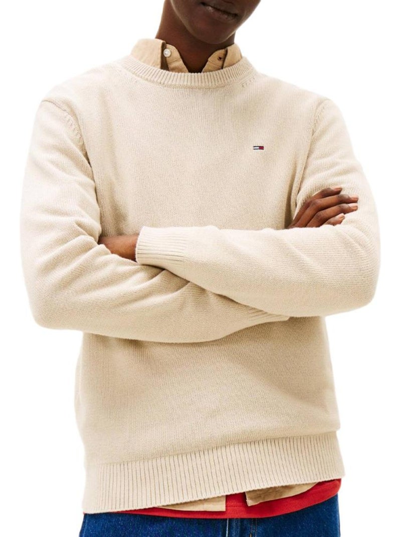 Camisola Slim Fit Bege para Homem Tommy Hilfiger Bege - Kiabi