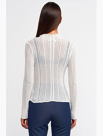Camisola slim fit canelada com gola meia alta dilvin