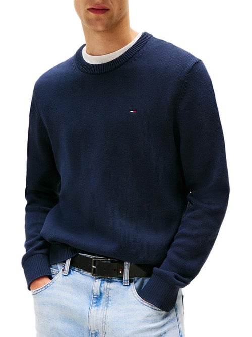 Camisola Slim Fit Tommy Hilfiger para Homem Azul Marinho - Kiabi Camisola Slim Fit Tommy Hilfiger para Homem Azul Marinho - Kiabi