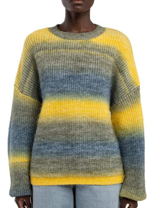 Camisola Teddy Smith Stripy para Mulher em Verde-Oliva/Amarelo - Kiabi