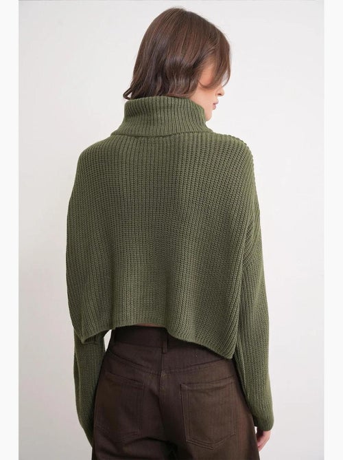 Camisola texturizada de manga comprida com gola com fecho mixray - Kiabi