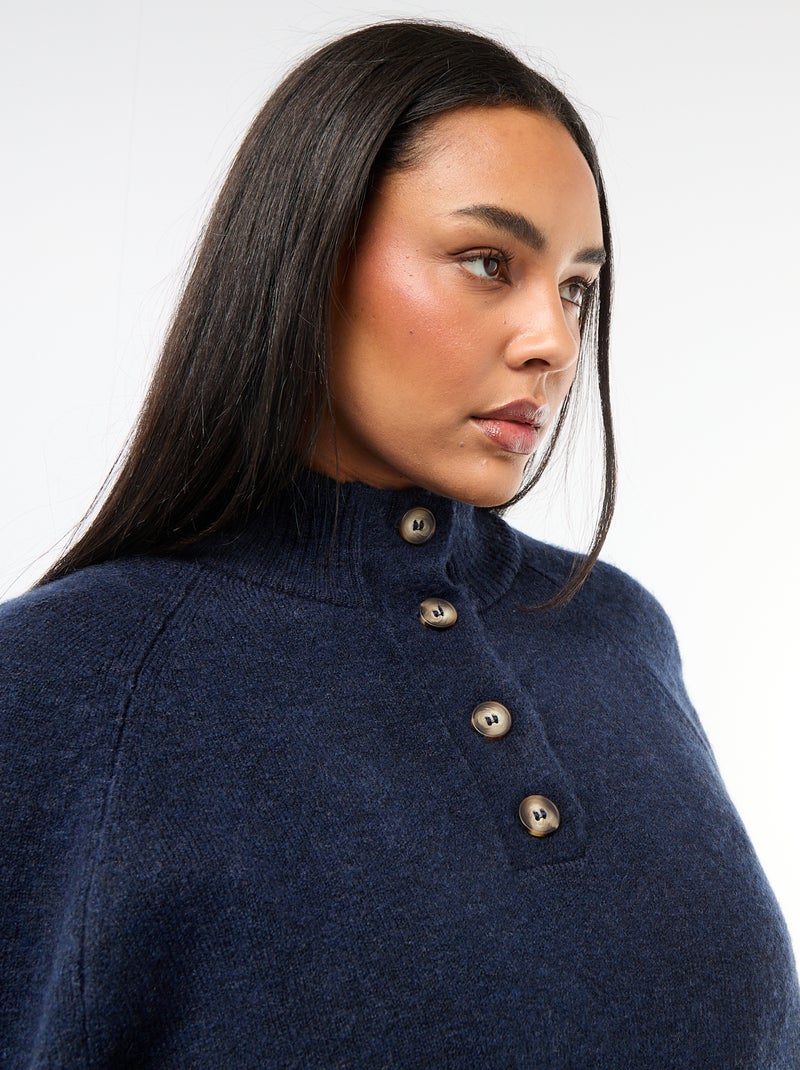 Camisola tipo capa em malha grossa Azul - Kiabi