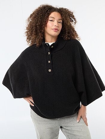 Camisola tipo capa em malha grossa