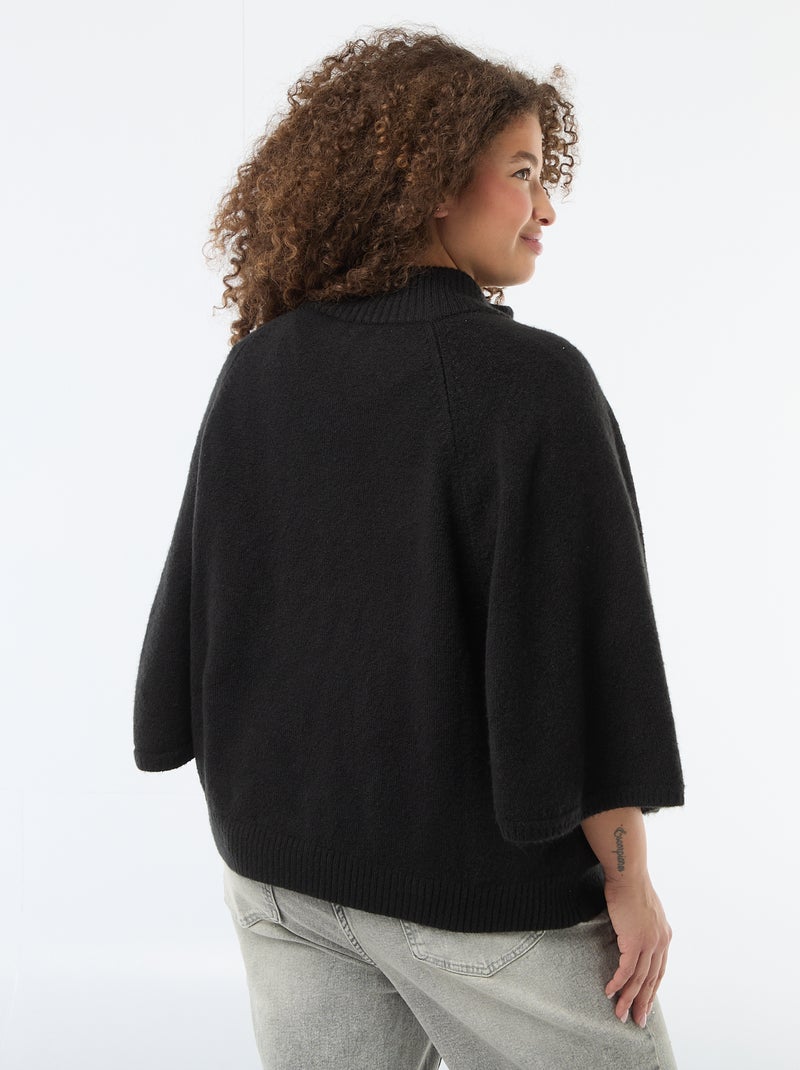 Camisola tipo capa em malha grossa Preto - Kiabi