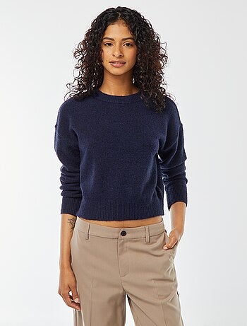 Camisola top crop em malha suave