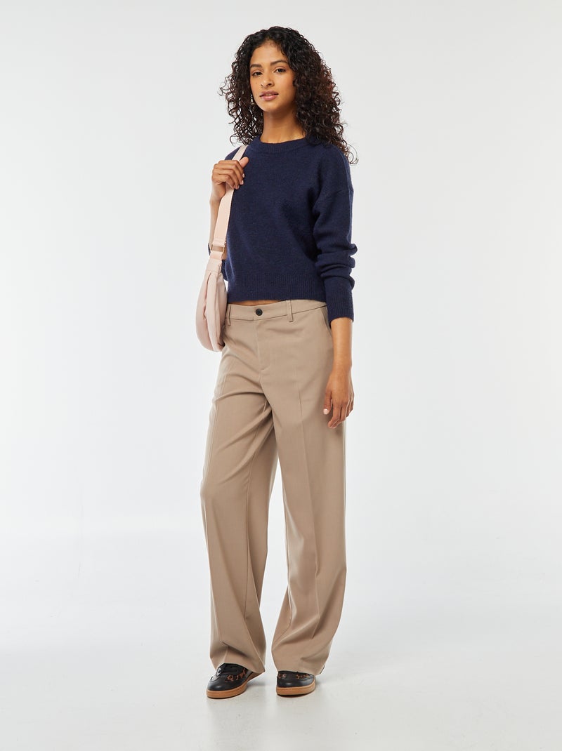Camisola top crop em malha suave Azul - Kiabi