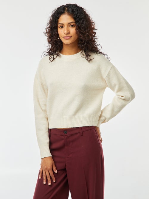 Camisola top crop em malha suave - Kiabi