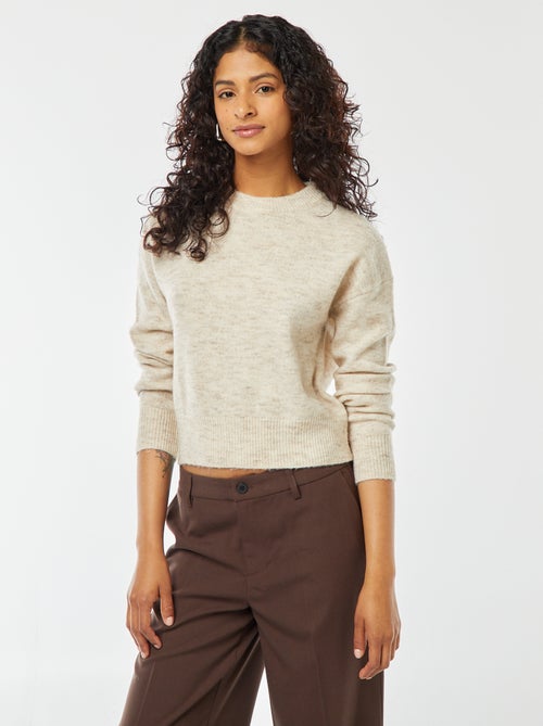 Camisola top crop em malha suave - Kiabi