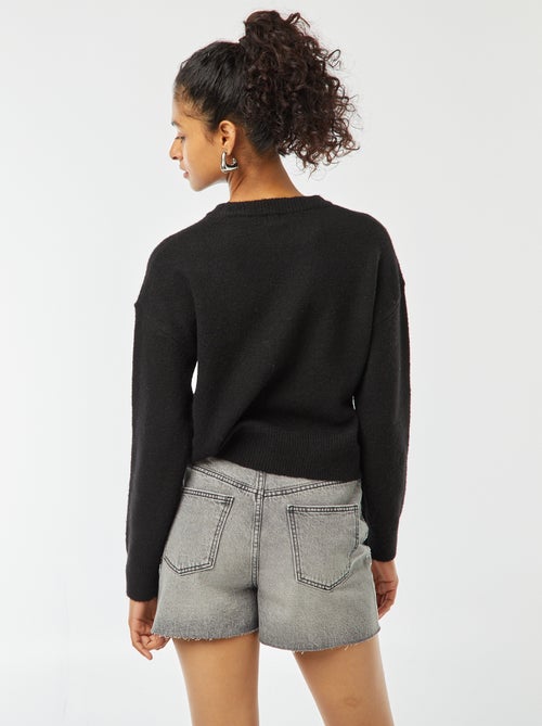 Camisola top crop em malha suave - Kiabi