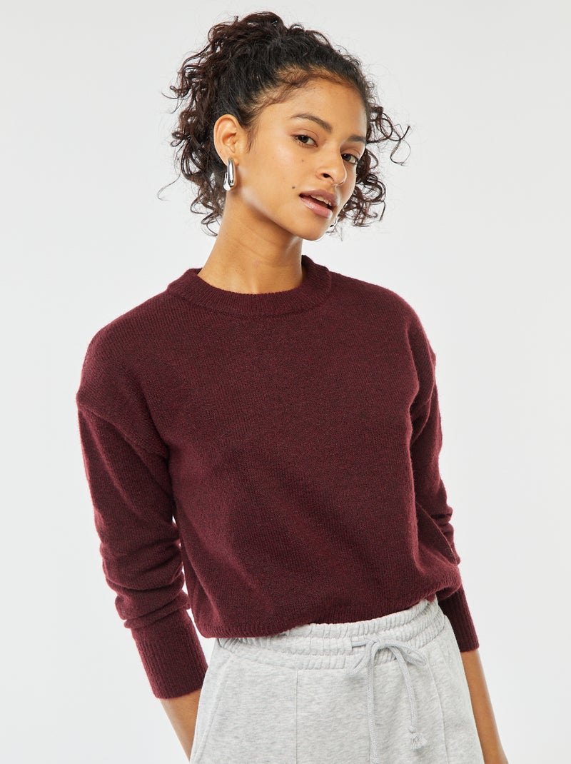 Camisola top crop em malha suave Vermelho - Kiabi