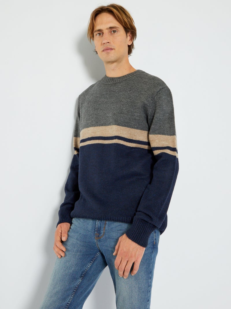 Camisola tricolor CINZA - Kiabi