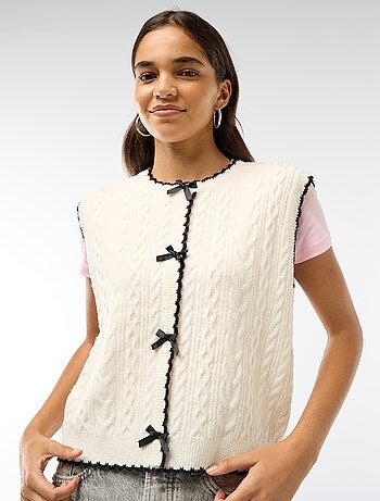 Camisola "Trompe-l'œil" com efeito de colete sem mangas